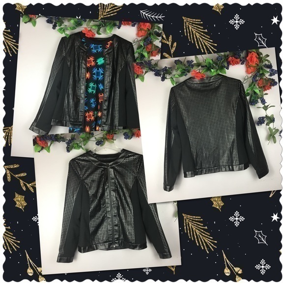 LIKE NEW💚🖤 RAFAELLA Black Mock Vegan Leather Jacket Size 4 - Picture 1 of 14